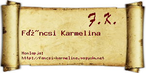 Fáncsi Karmelina névjegykártya